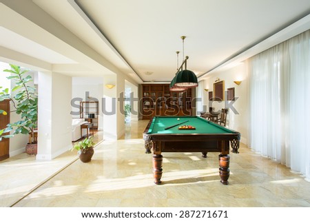 Billiard table in luxury drawing room