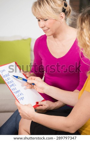 Pregnant woman choosing name for her unborn child