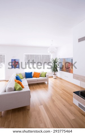 Cream corner sofa in modern sitting room