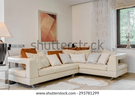 Cream corner sofa in luxury living room