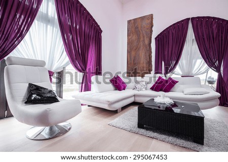 Designed sofa and chair in luxury lounge