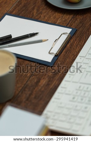 Close-up of tools for writing on office desk
