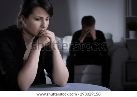 Worried married couple making decision about divorce