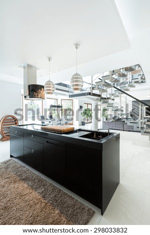 Vertical view of designer interior in modern style