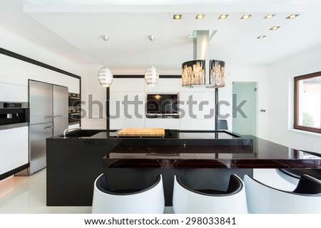 Interior of spacious kitchen in modern style