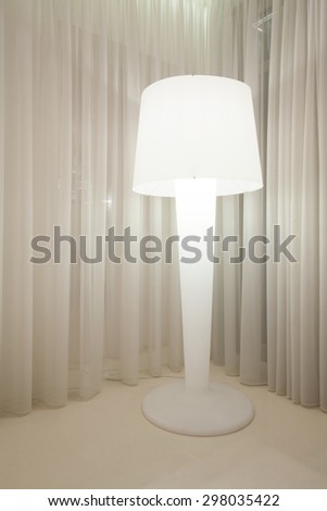 Lighting white lamp in corner of the room