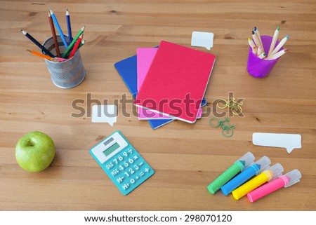 Well organized things for study on wooden desk