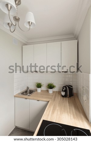 Image of solid light wooden kitchen worktop