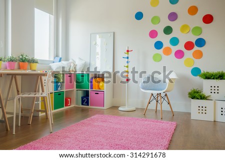 Interior of colorful playing room for toddler