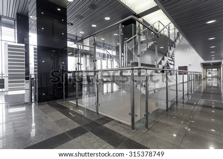 Corridor and stairs in modern office building