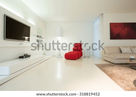 Horizontal view of modern living room design