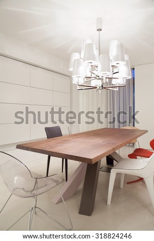 Designed dining table set in contemporary interior