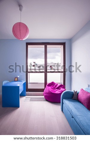 Blue and rose room for little child