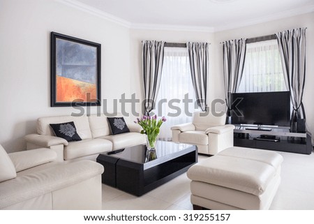 Picture of modern designed living room in fancy villa