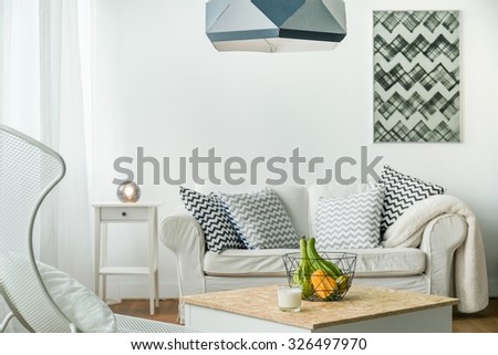 Minimalist small studio room in white colour