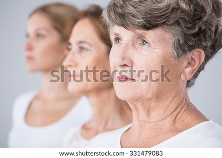 Picture presenting three beauty women - aging process