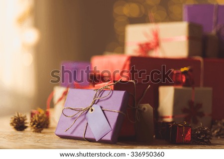 Pile of Christmas presents and gift boxes