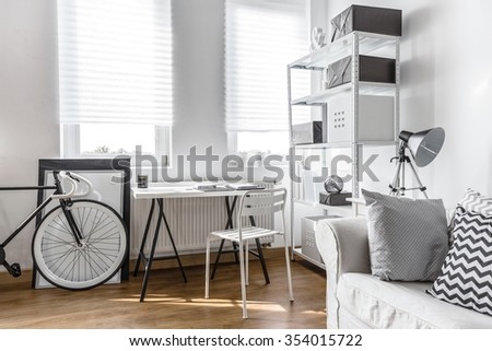 Minimalist arrangement for black and white studio flat