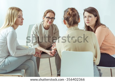 Active young women on mental training meeting