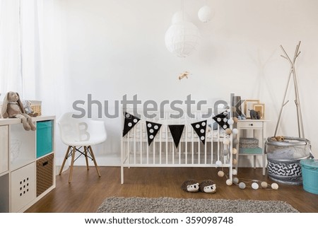 Horizontal view of cozy baby room decor