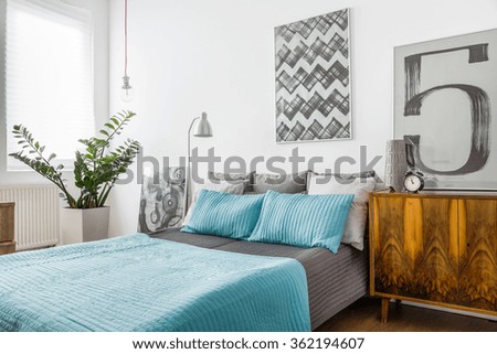 Close-up of marriage bed in cozy bedroom
