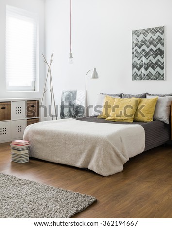 Picture of marital bed in snug bedroom