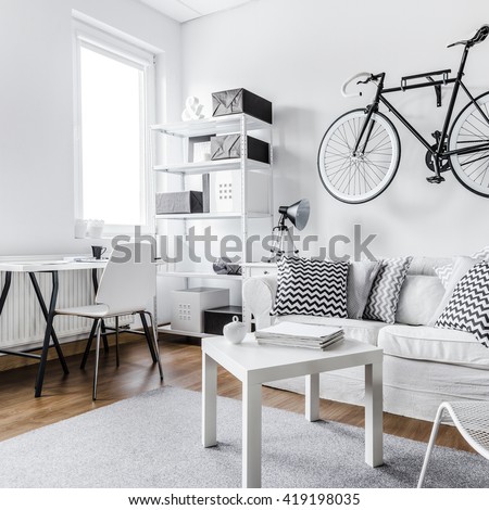 Comfortable black and white interior design apartment