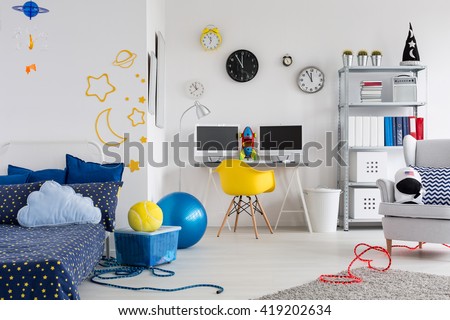 Shot of a colorful space inspired children\'s room