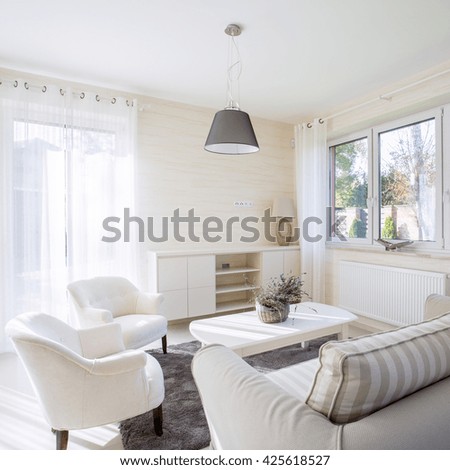 Interior of comfy and bright living room