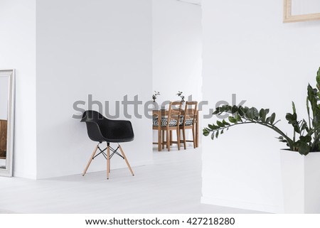White open space interior in minimalist modern house