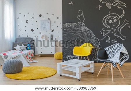 Cozy space themed bedroom for children