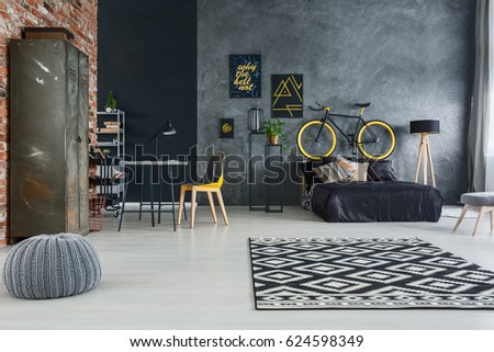 Studio flat of single man with modern furniture