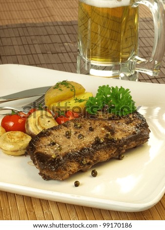 Grilled beef dish with beer