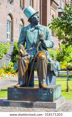 COPENHAGEN, DENMARK - JULY 06, 2015: Statue of Hans Christian Andersen in Copenhagen