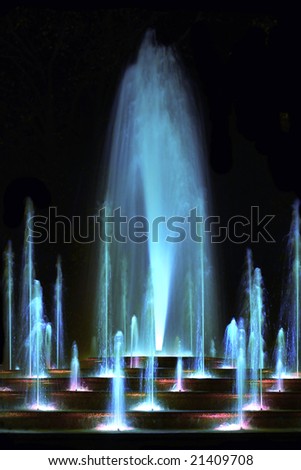 magic water fountain in blue color