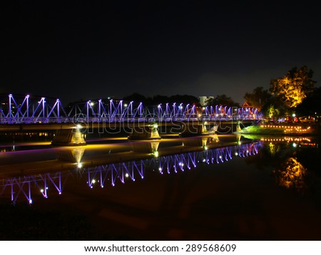Kualek Bridge At Night Chiangmai in Thailand, High level of noise