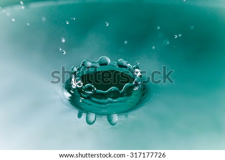 a drop of water falling drop of water on the calm surface of the water, pure water, splash, squirt, close up
