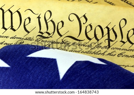 Us Constitution - We The People With American Flag