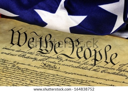 Us Constitution - We The People With American Flag
