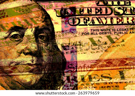 Double exposure one hundred dollar bill and US treasury savings bond - Finance and government concept