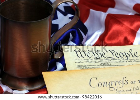 Constitution of the United States and American Flag, We The PeopleÃ¢Â?Â¦