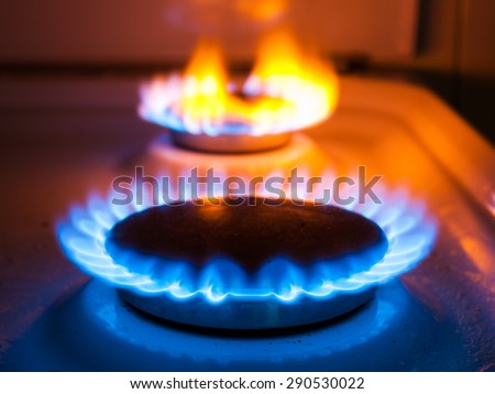 Gas fire in a kitchen