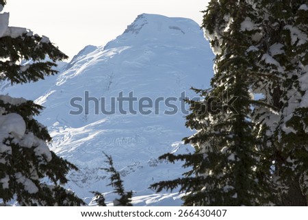 Mt Baker is one of the most picturesque landmarks in the Pacific Northwest and the Cascade Mountains. In this photo you can observe glaciers receding and large glacial ice and snow formations