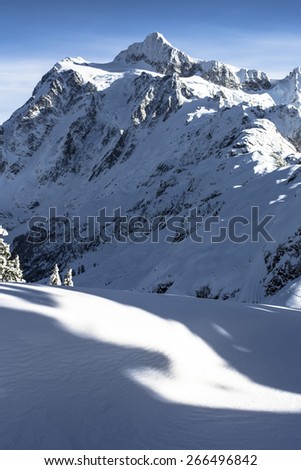 Mt Shuksan looms large as one of the most picturesque peaks in the Mt Baker Backcountry