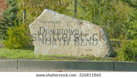 Welcome to Downtown North Bend Stone Sign