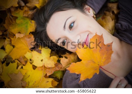 Sad autumn smile in her eyes