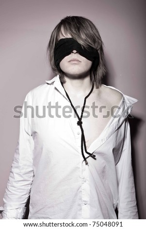 man with a noose with a blindfold
