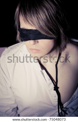 man with a noose with a blindfold