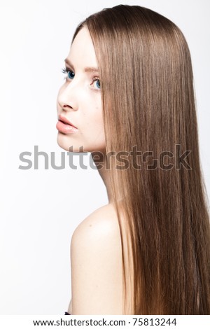 Woman with long beauty hair