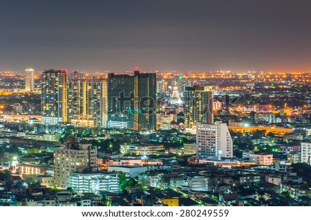 Bangkok,Thailand-  MAY 15:
Landscape Night view at the top view of Bangkok,
on May 15, 2015  bangkok, thailand.